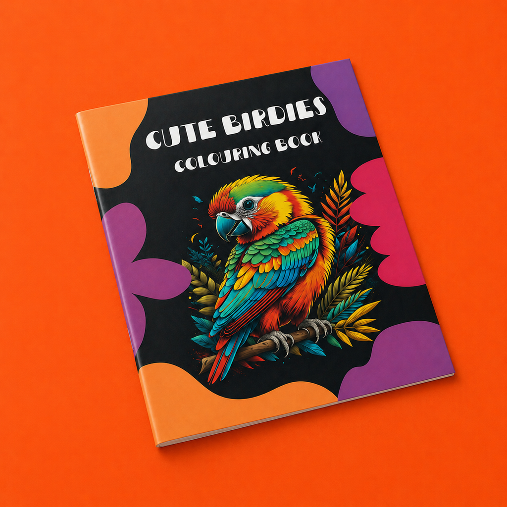 Portada de Cute Birdies, libro para colorear de aves adorables para niños