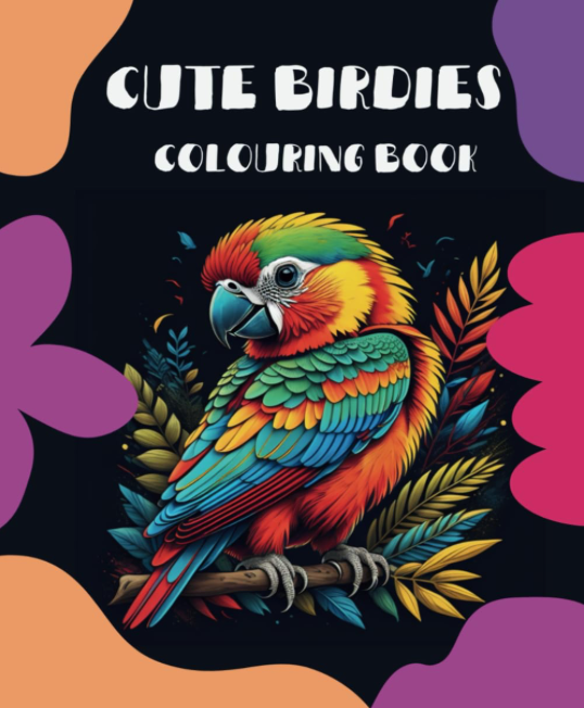 Portada de Cute Birdies, libro para colorear de aves adorables para niños