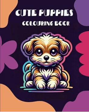 Portada de Cute Puppies, libro para colorear de cachorros adorables para niños